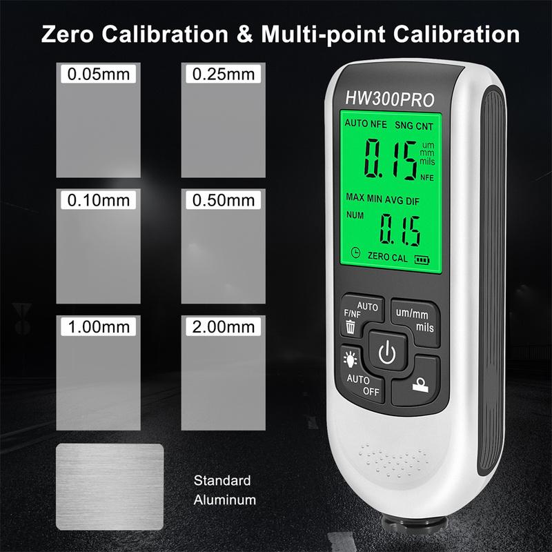 HW300PRO Thickness Gauge for Cars Film Automatic Thickness Gauge 0-2000UM Fe NFE Coating Meter Automotive Paint Thickness Tester