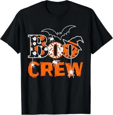 Men's and Women's T-shirts NEW LIMITED Halloween The Boo Crew - Spooky Spiders and Bats Fun T-Shirt S-3XL