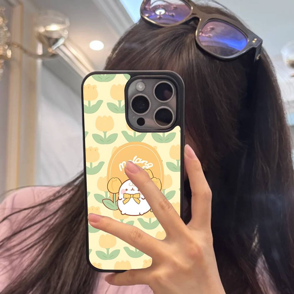 Kawaii Cute Rabbit M-MolangS Anime Phone Case For IPhone 17 16 Pro Max Air 13 12 Mini 14 15 Plus 11 PC+TPU Back Cover