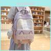 Letter Printed Cat Ears Design Student Backpack With Pendant For Daily Use