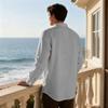 New Spring/Autumn Linen Long-Sleeved Men's Shirt Casual Beach Holiday Stand-Up Collar Commuter Shirt