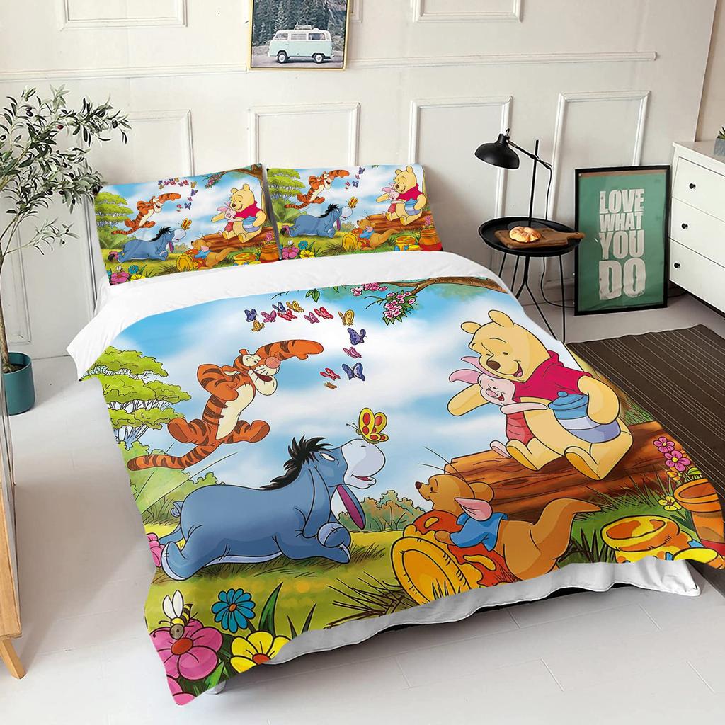 Winnie The Pooh Bear Bedding Set Duvet Cover Queen With Pillowcase 3d Children'S Bedding Set Universal Suitable For Children