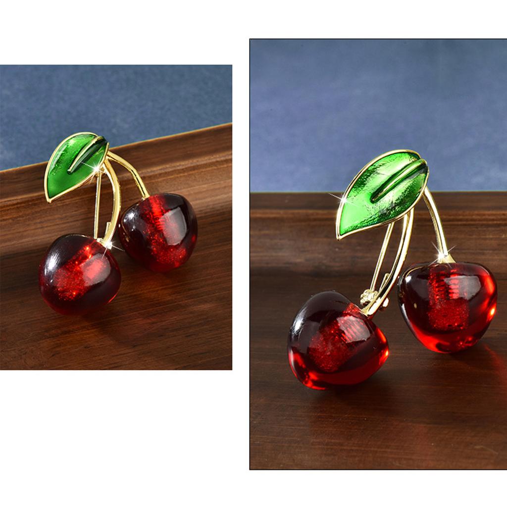 Charm Clothing Jewelry Garden Styles Brooch Cherry Brooch Metal Lapel Pin Suitable for Daily and Party Any Occasion Wear