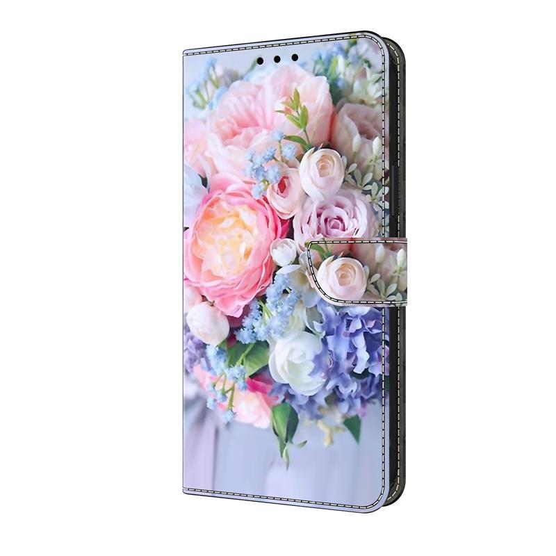 Étui Rose Fleur Edge60Pro/Edge60 Fusion pour Moto G86 G56 G85 G55 G35 G05 G84 G54 G34 G24 Étuis Portefeuille Housse Arrière en Cuir
