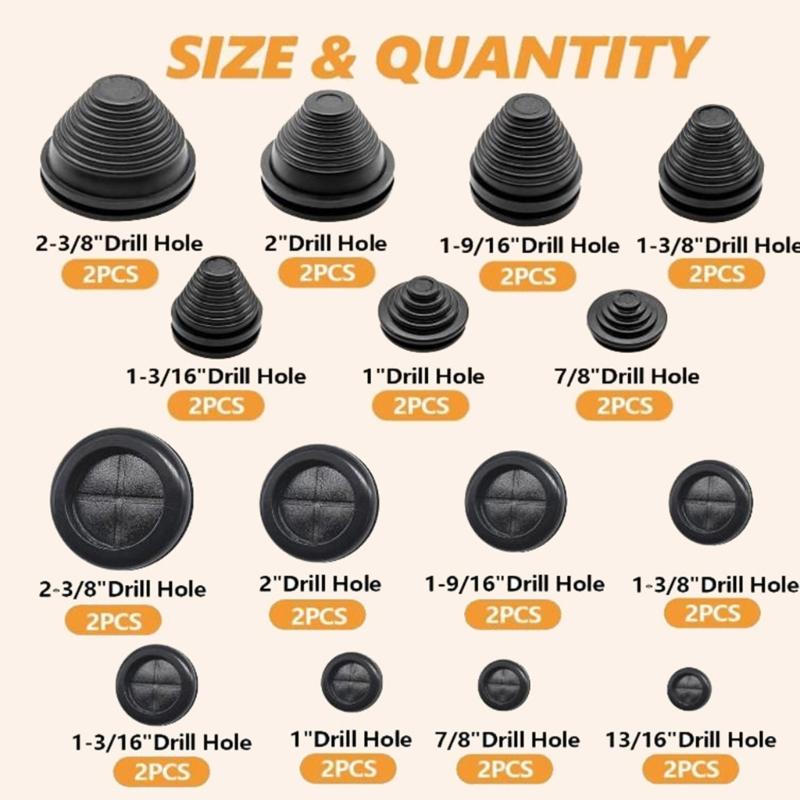 30 ks Sady gumových průchodek Průchodky pro přepážky Průchodky pro kabely Kulaté průchodky pro šasi Dvojstranné gumové zátky do otvorů Průchodky s návleky