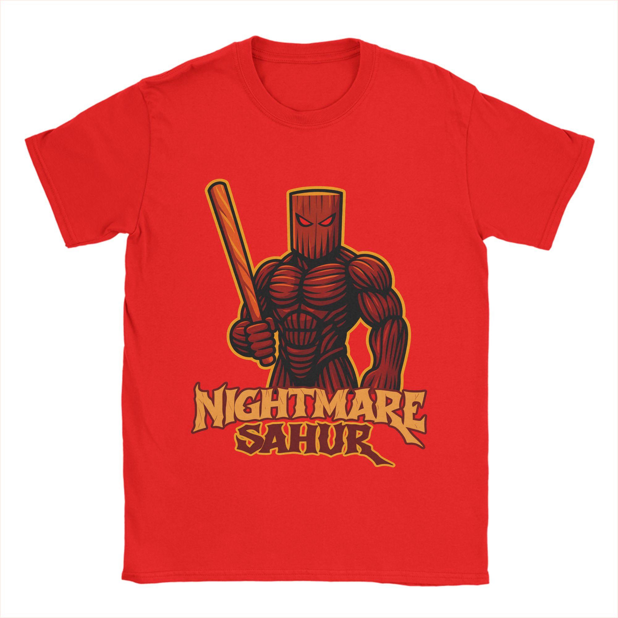 Casual Nightmare Sahur Funny Italian Brainrot TShirt for Men Crew Neck Pure Cotton T Shirt Short Sleeve Shirt Gift Idea Tops S