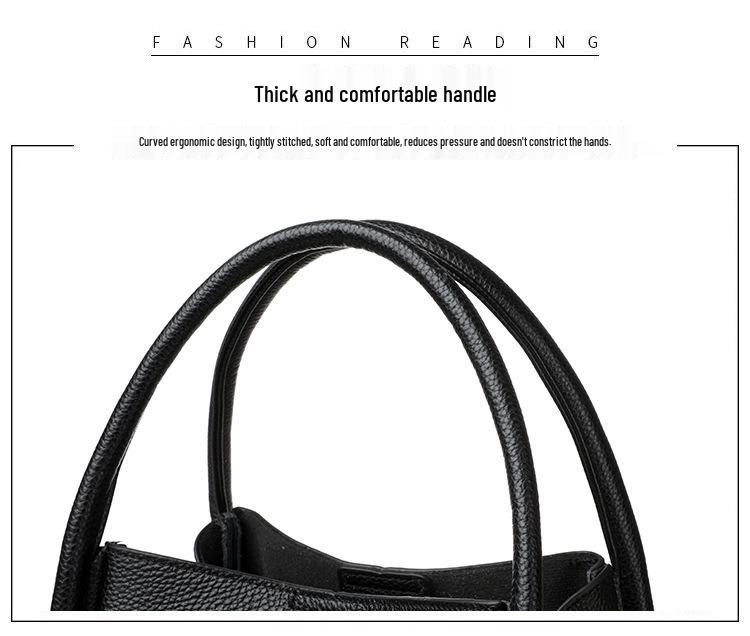 Luxury Women's Genuine Leather Tote - Large Capacity, Solid Color, Single Shoulder or Crossbody Bucket Bag
