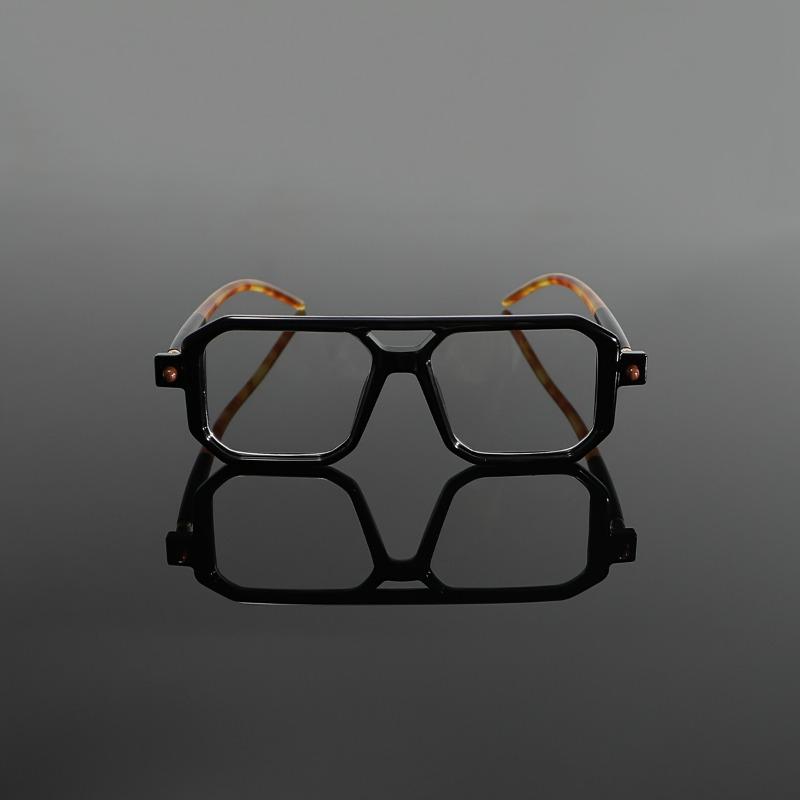 Nicht polarisierte Herren Stilvolle Blaulichtbrille - Großes Gestell, Doppelbrücken-Design mit Nietendetail, Vintage Quadratische Computerbrille