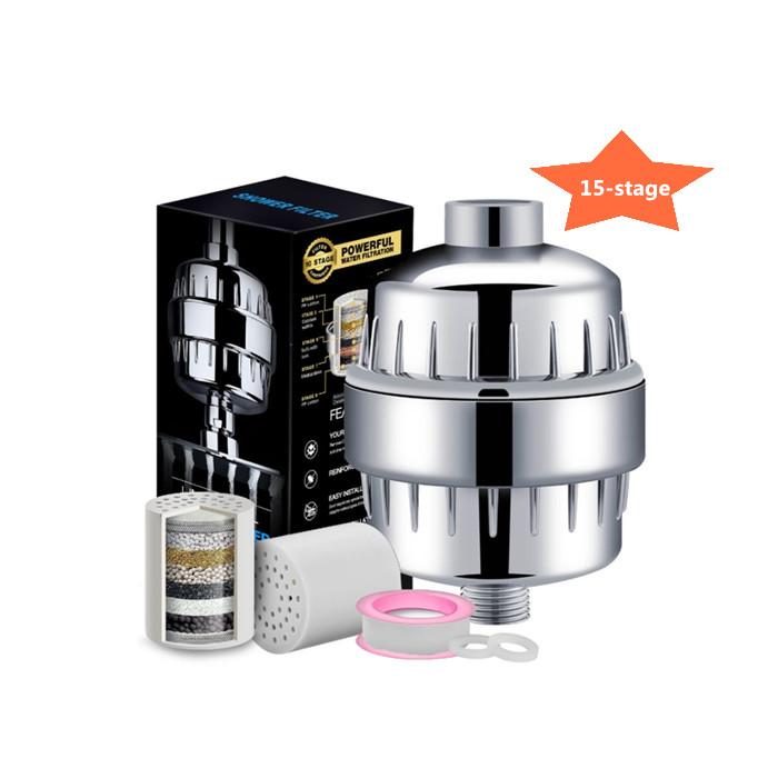 Remove Chlorine 15-Stage Replaceable Eco-Friendly Bathroom Faucet Accessories Water Filter for Hand Shower