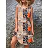2025 Ethnischer Stil Damen Vintage Muster Blumen Druck Kleider Sommer Mode Ärmelloses Kleid Lässig Sommerkleid Strand Locker Kleider