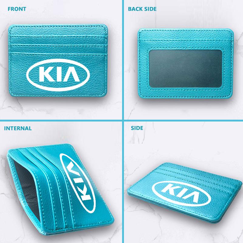 DWBR1 Tragbarer Leder Multi-Schlitz Kreditkartenhalter Geldbörse Geschenk für KIA Stinger Optima Cerato Soul Venga Forte Spectra Sedona