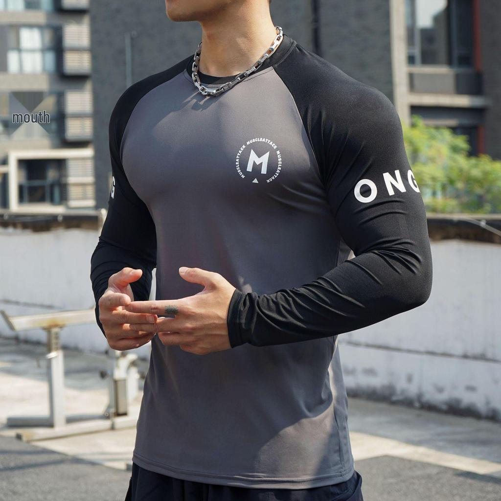 Men's Autumn Training T-Shirt: Short Sleeve, Colorblock, Elastic Sportswear for Basketball & Running