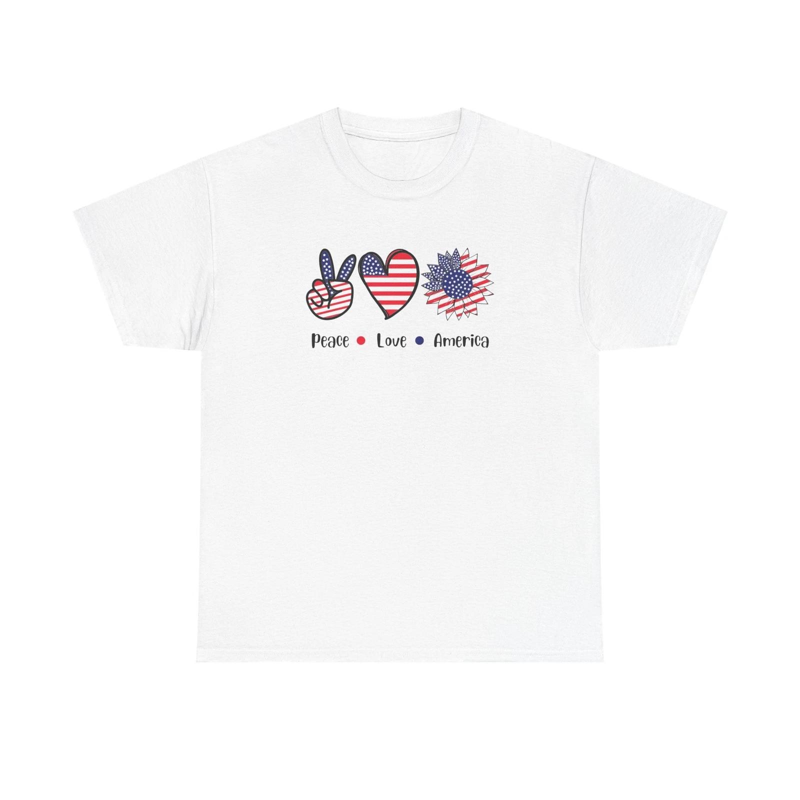 

Patriotic Peace Love America Tee, Unisex Cotton Shirt, 4th of July T-Shirt 4XL