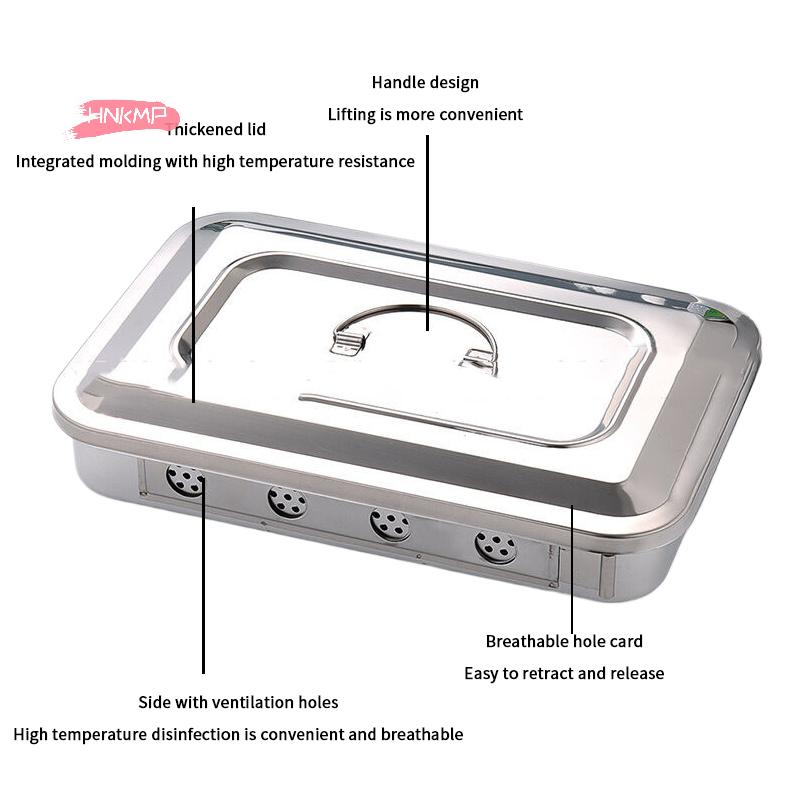 Dentalinstrumente-Tablett aus Edelstahl mit Deckel Chirurgische Medizinische Sterilisationsbox Desinfektionsbehälter für Dentalgeräte