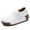 Soft Leather Women Platform Shoes Fashion Wedge Heels Elastic Loafers Elegant Mother Shoes Casual Walking Shoes