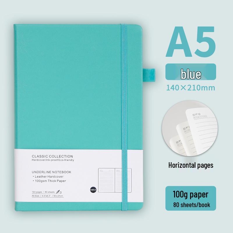 A5 Strap Notebook: Simple PU Leather Hardcover Business Diary with Custom Logo 140x210 mm