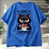 Funny Coffee Loving Cat Vintage Men's T-shirt Fun Quirky Style Humor Animal Graphic Unisex Trend Hip Hop Streetwear Tee Shirts