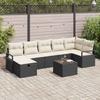 8 Piece Sofa Set with Cushions in Black and Cream Poly Rattan