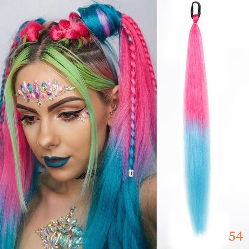 Colorful Elastic Hair Ties Braid Ponytail Hair Extensions for Women