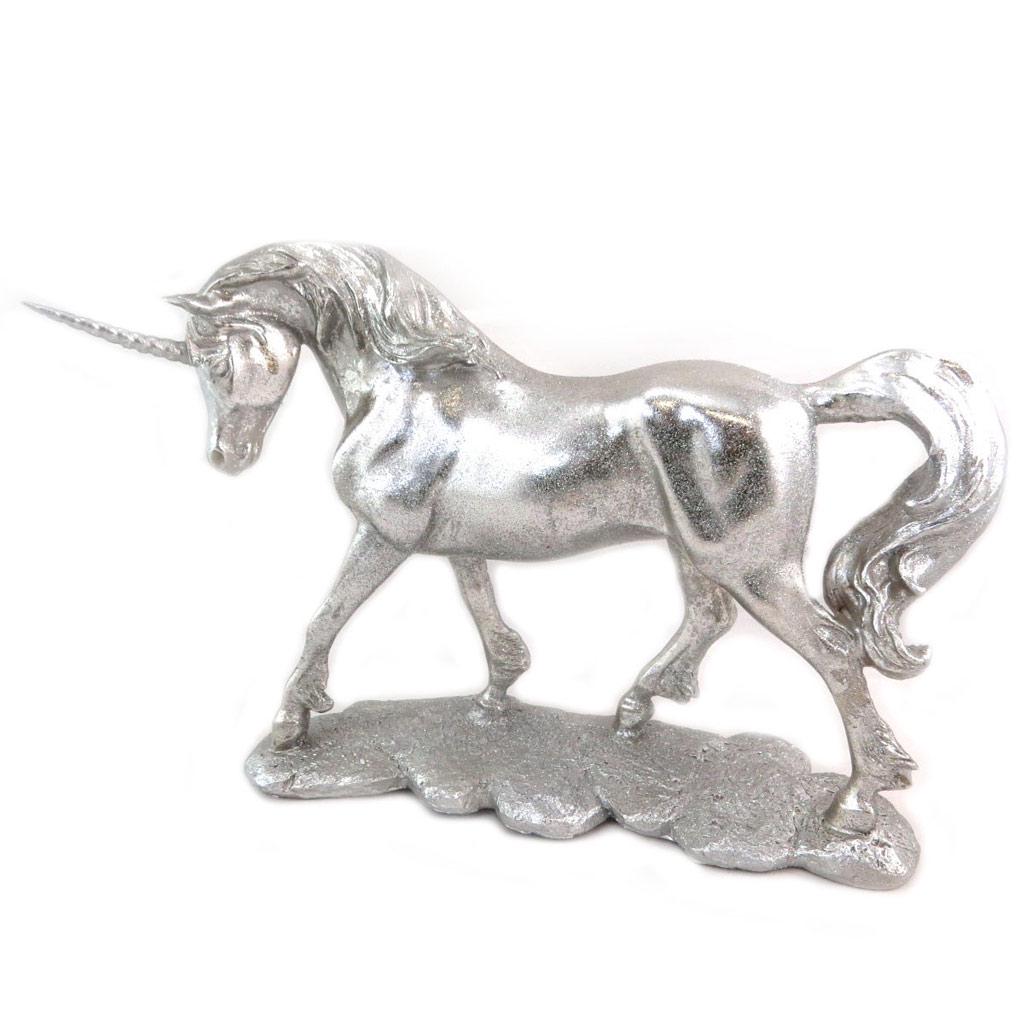 Les Trésors De Lily [P6537] - Resin Figurine 'Unicorn My Unicorn' Glittery Silver - 35x24x11 Cm