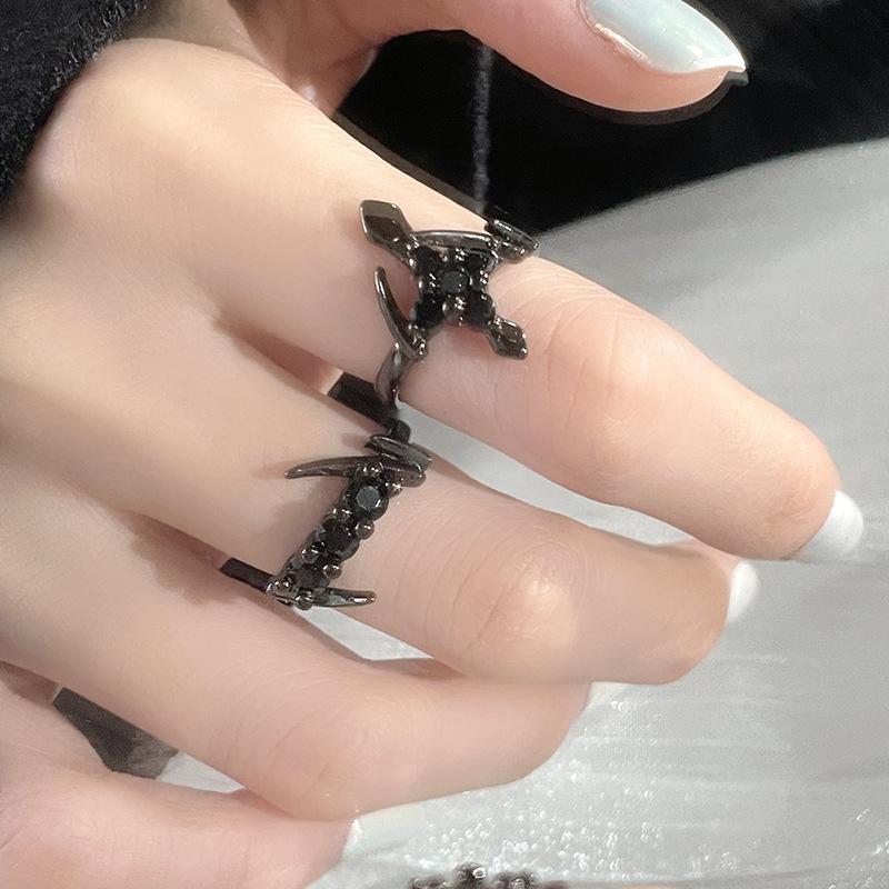Cross Dark Personality Zir*****Pen Ring Fashion High Sense Niche Design Retro Ring