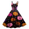 Women's Halloween Print Sexy Off-The-Shoulder Punk Vintage Dress
