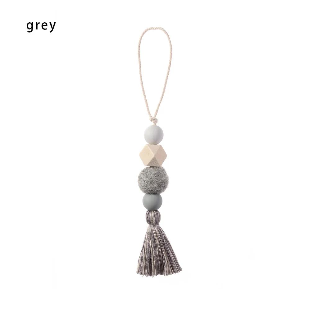 1PC Natural Wood Beads Tassel Ornaments Car Hanging Drop Door Handle Closet Wall Decorations Hanging Pendant Home Decorations