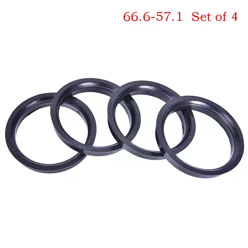 4Pcs 66.6mm to 57.1mm Plastic Wheel Hub Centric Rings Center Collar Hub Bore Adapter for Car Wheel Rims