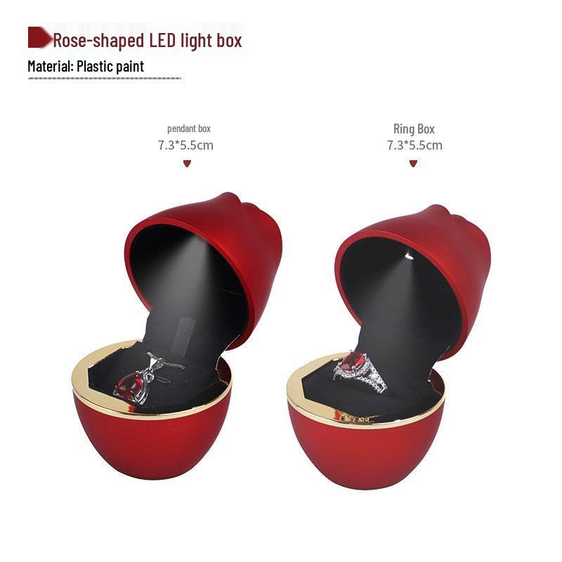 Caja de Joyería LED Creativa en Forma de Corazón para Anillos, Collares y Colgantes