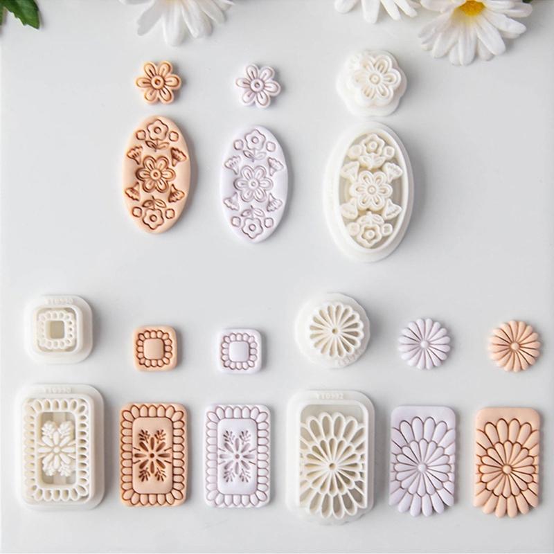 Cartoon Bohemian Flower Polymer Clay Earring Molds Lightweight Plastic Craft Tools For Kids Creative Projects