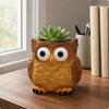 Owl Planter Resin Material Flower Pot Textured Animal Straight Eyes