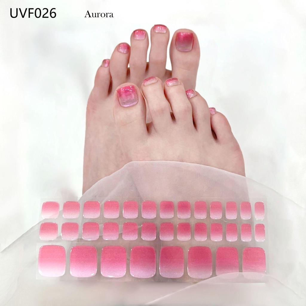 Gel Toe Nail Art Stickers - Semi-Cured UV Lamp Foot Nail Polish Stickers
