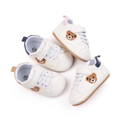 1 Pair Baby Shoes Infant Toddlers Learning To Walk Shoes Bear Embroidery First Walkers Casual Shoes