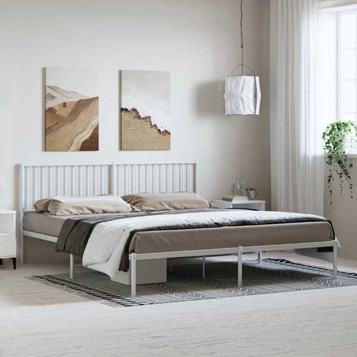 VidaXL Cadre de lit métal avec tête de lit blanc 183x213 cm 350936