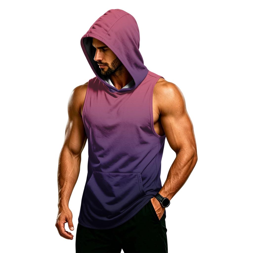 Men's Sleeveless Hoodie Muscle Fit Gym Tank Top Breathable Quick Dry Workout Vest for Training and Fitness
