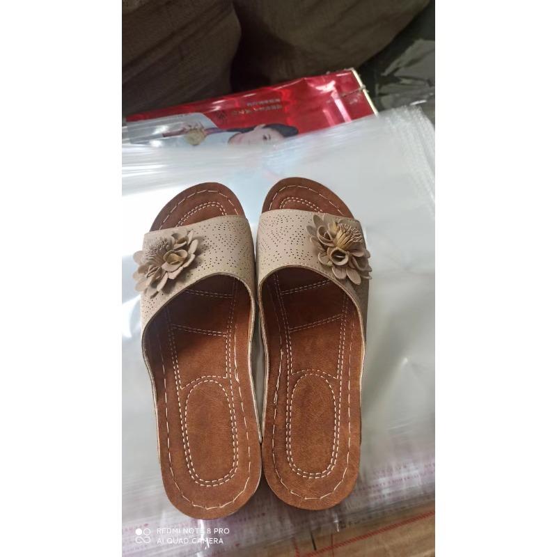 Cross-border New Large-size Women's Shoes Spring and Summer New Amazon Cross-border One Flower Open-toed Slippers European and American Sandals
