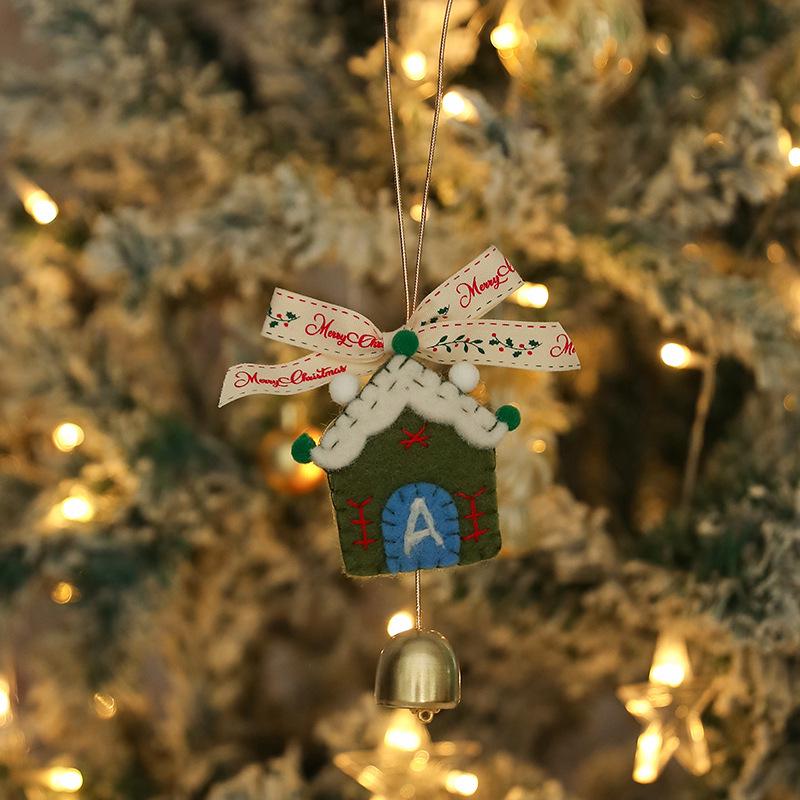 Handmade Christmas Tree Plush Ornaments & New Year Bell Decorations for Car Hanging Christmas Hanging Ornament