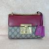 [Pre-Owned] Padlock Metal Lock Logo Chain Canvas Leather Bag - Very Good #1PXE26U