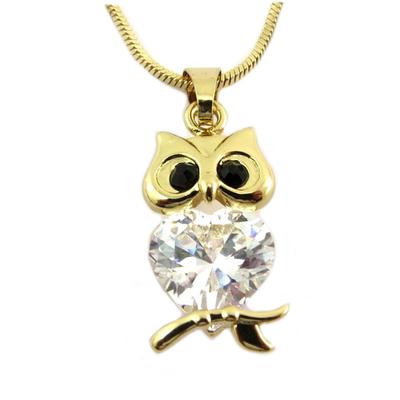 [P7601] - Golden White 'Chouette' Designer Necklace - 20x10 Mm