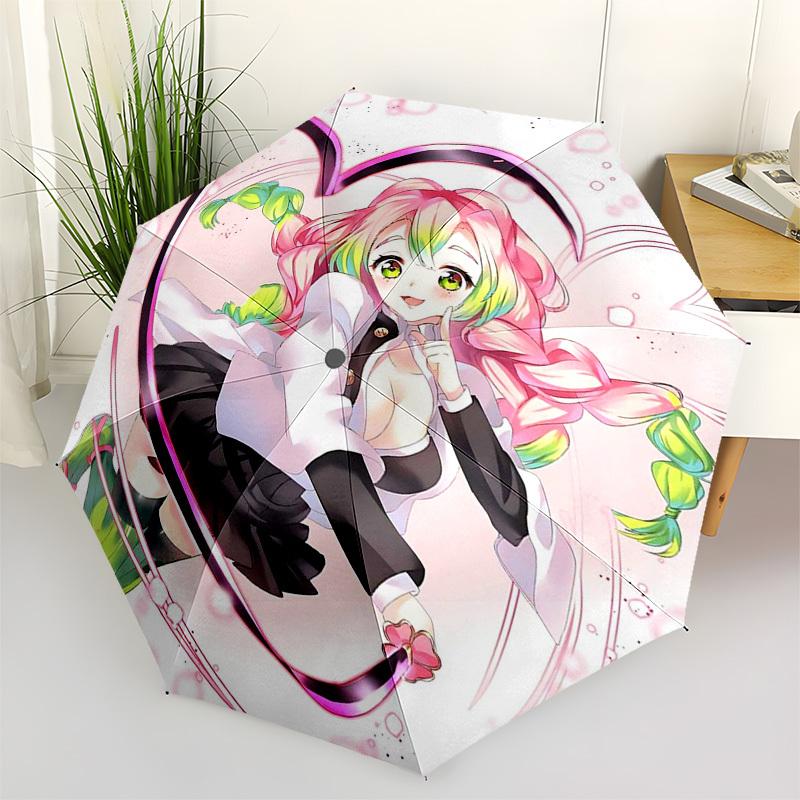 

1pc Rainbow Hair Anime Girl Outdoor Umbrella - Automatic Opening/Closing, Portable 3-Fold Design, 8-Bone Iron Frame, Perfect Gift for Fans, Trave