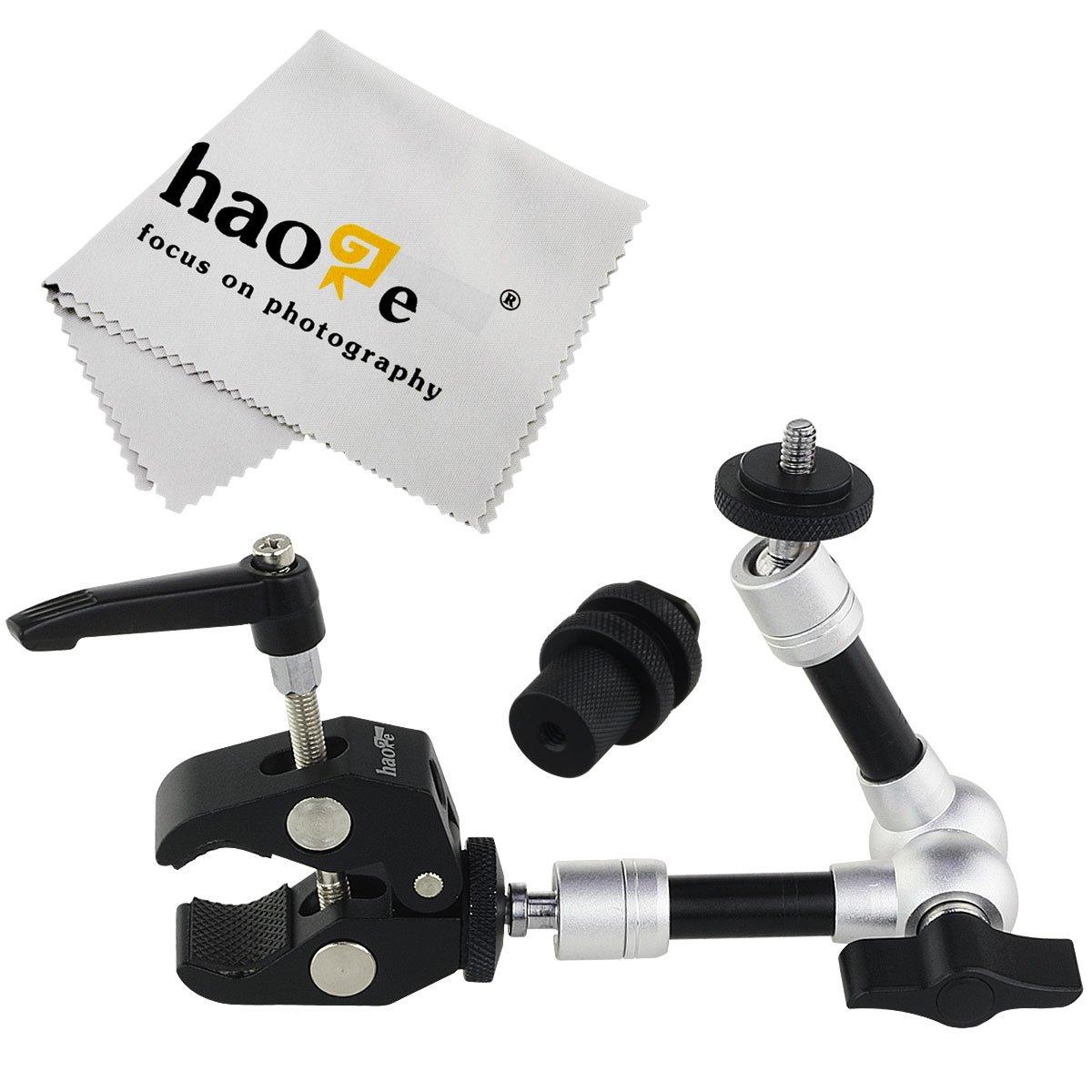 

Haoge Articulating Friction Magic Arm with Small Clamp Clip for HDMI LCD LED DSLR Video TPCAST HTC Vive Pro Base Lighting House 7-inch Monitor, Light,