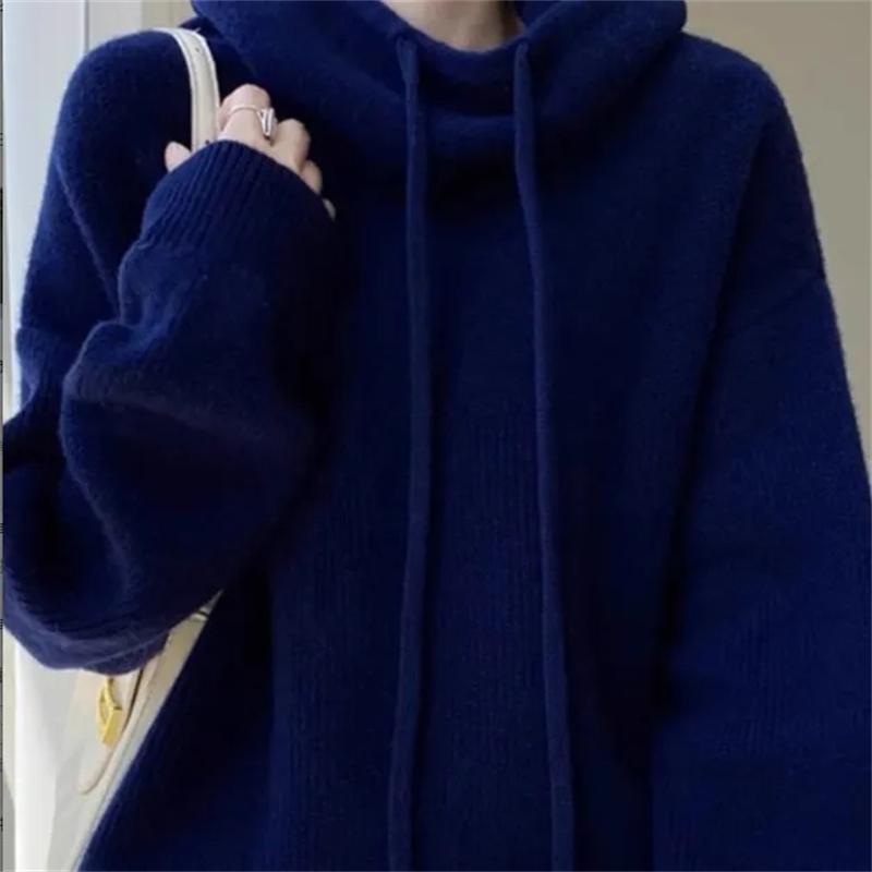 

New 2026 Autumn Winter Casual Korean Version Women s Knitting Pullover Sweater Temperament Elegant Ladies Jumper Sweater XXXL темно-синього кольору