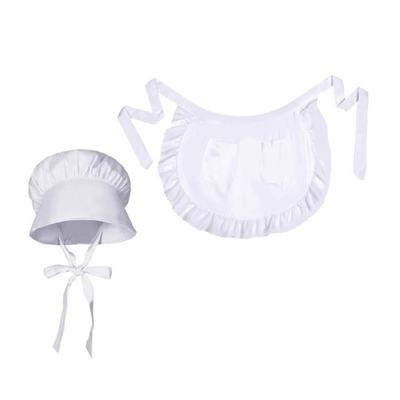Colonial Caps Ruffle Maid Waitress Apron Colonial Costume Set Pioneers Girls Costume Accessories for Maid Revolutionary