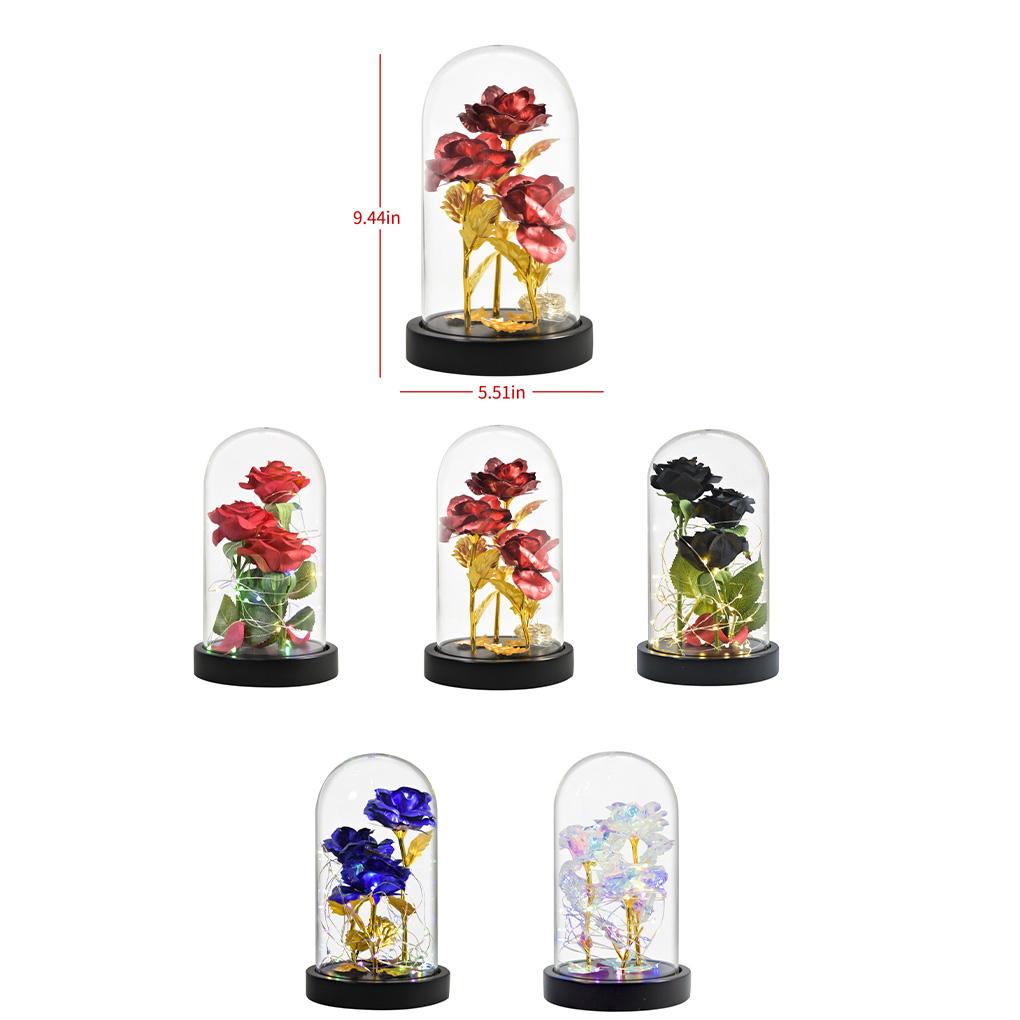 Flori Artificiale LED Acoperire de Sticlă Fermecată Lampă Dom de Trandafir Decor de Masă Figurine Folie Lumini Zâne Decor de Petrecere
