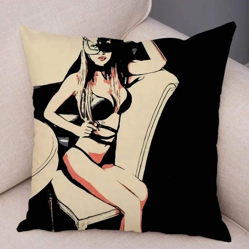 Home Decor Living Room Cartoon Sexy Lady Pillowcase Decoration Pretty Girl Ass Cushion Cover Sofa Car