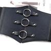 Body Rivet Metal Buckle Wide Waistband PU Leather Cummerbund Skirt Decorations Elastic Waist Strap