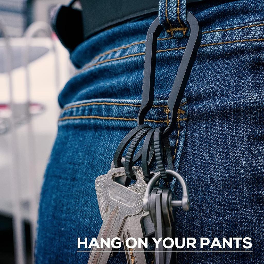 TIMULTI Stylish Titanium Carabiner Key Quick Release Key Belt Car Easy Durable Key Ring Holder, Hook, Bag, Loop, Key, Anti-Loss, Installation, (Black)