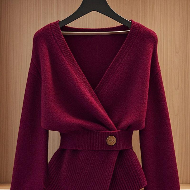 Eleganter Herbst-Strickpullover im europäischen Stil, Anti-Aging