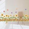 Sunflower Wall Sticker Golden Yellow Self Adhesive Home Decor for Living Room Bedroom Kickboard Border Decoration