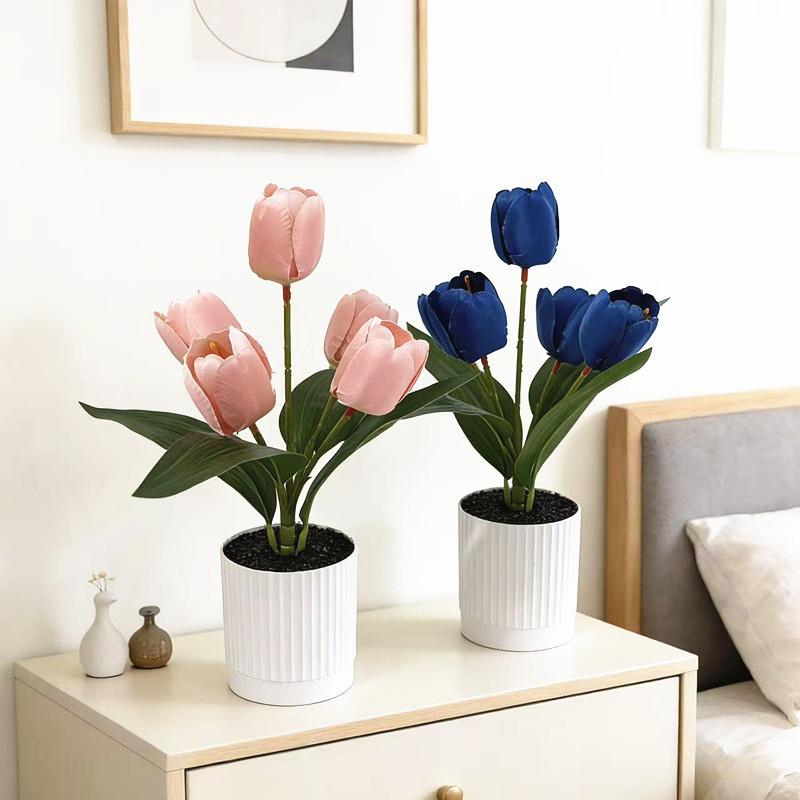 Tulip Artificial Plant Decor With Plastic And Silk For Wedding Photography And Home Interior